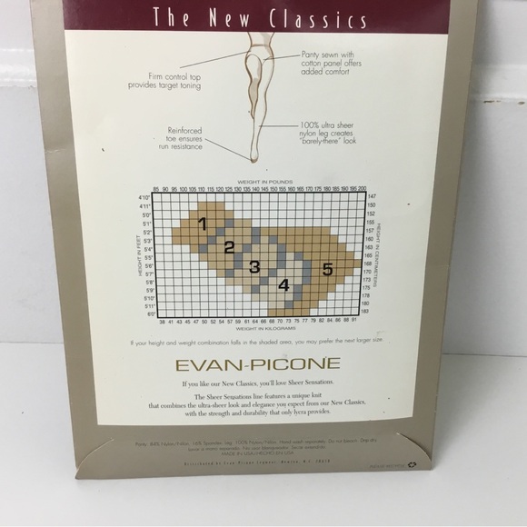 Vintage Evan Picone Control Top Sheer Pantyhose Espresso Brown Plus Size - Picture 3 of 6